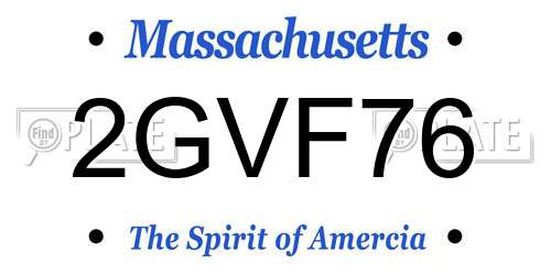 2GVF76 Massachusetts License Plate