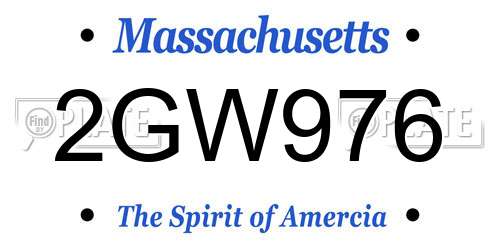 2GW976 Massachusetts License Plate