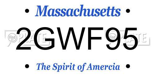 2GWF95 Massachusetts License Plate