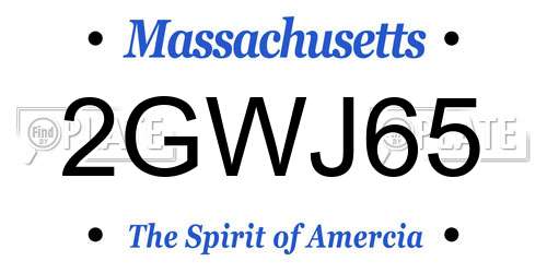 2GWJ65 Massachusetts License Plate