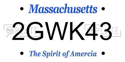 2GWK43 Massachusetts License Plate