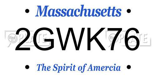 2GWK76 Massachusetts License Plate