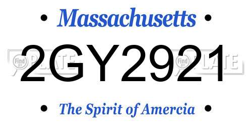 2GY2921 Massachusetts License Plate