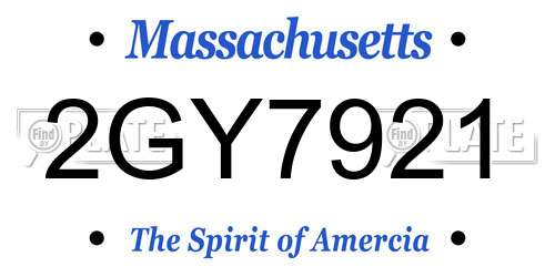 2GY7921 Massachusetts License Plate
