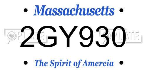 2GY930 Massachusetts License Plate