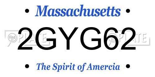 2GYG62 Massachusetts License Plate