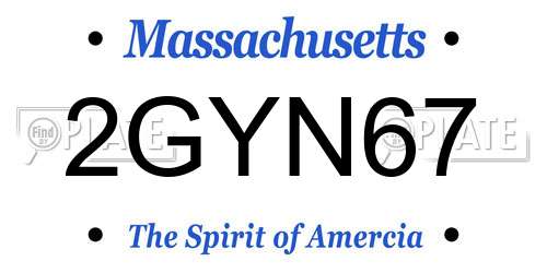 2GYN67 Massachusetts License Plate