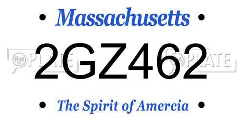 2GZ462 Massachusetts License Plate