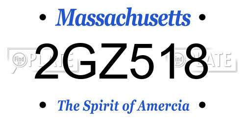 2GZ518 Massachusetts License Plate