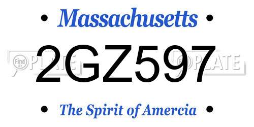 2GZ597 Massachusetts License Plate