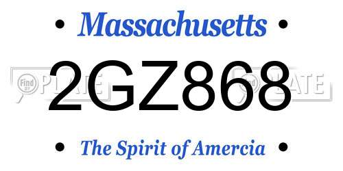 2GZ868 Massachusetts License Plate