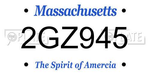 2GZ945 Massachusetts License Plate