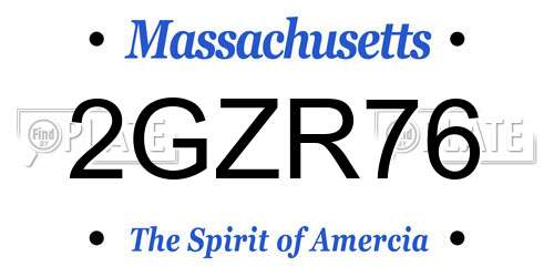2GZR76 Massachusetts License Plate