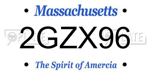 2GZX96 Massachusetts License Plate