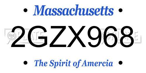 2GZX968 Massachusetts License Plate