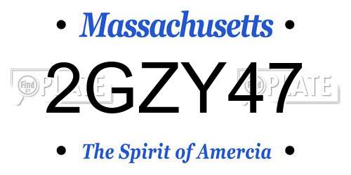 2GZY47 Massachusetts License Plate
