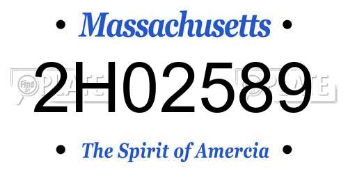 2H02589 Massachusetts License Plate