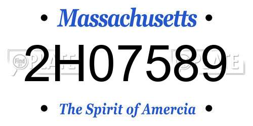 2H07589 Massachusetts License Plate