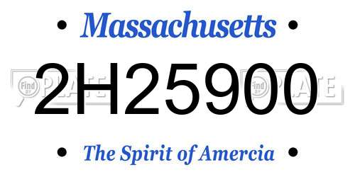 2H25900 Massachusetts License Plate