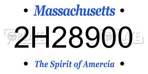 2H28900 Massachusetts License Plate