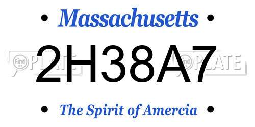 2H38A7 Massachusetts License Plate