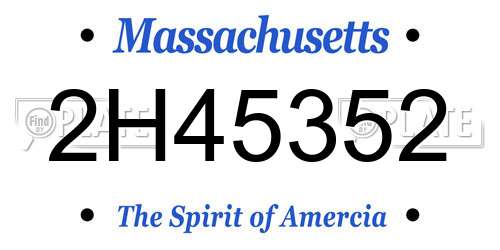 2H45352 Massachusetts License Plate