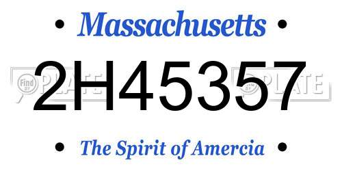 2H45357 Massachusetts License Plate