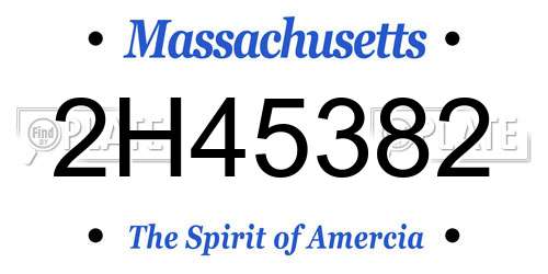 2H45382 Massachusetts License Plate