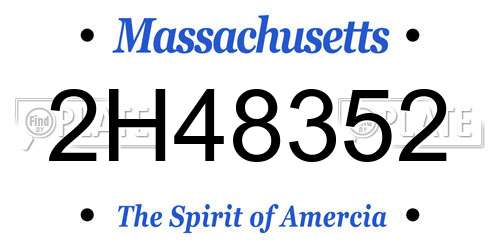 2H48352 Massachusetts License Plate