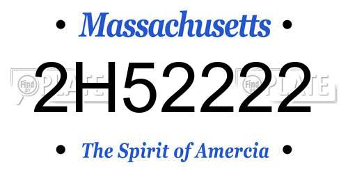 2H52222 Massachusetts License Plate