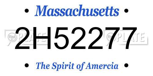 2H52277 Massachusetts License Plate
