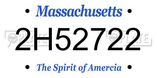 2H52722 Massachusetts License Plate