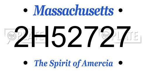 2H52727 Massachusetts License Plate