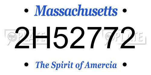 2H52772 Massachusetts License Plate