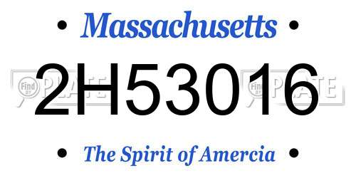 2H53016 Massachusetts License Plate