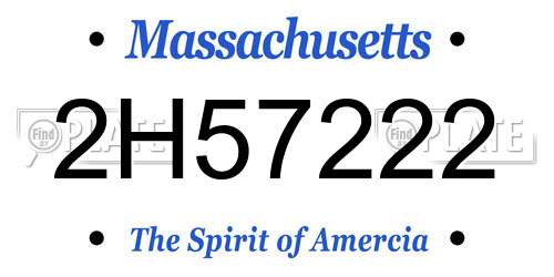 2H57222 Massachusetts License Plate