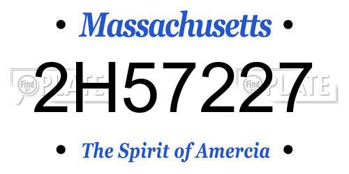 2H57227 Massachusetts License Plate