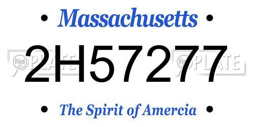 2H57277 Massachusetts License Plate