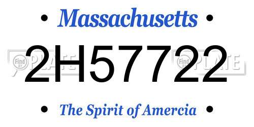 2H57722 Massachusetts License Plate