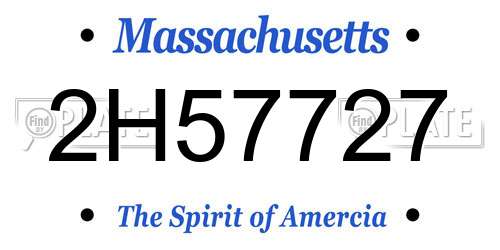 2H57727 Massachusetts License Plate