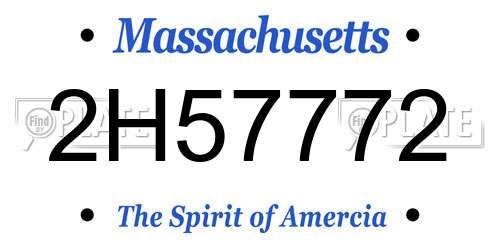 2H57772 Massachusetts License Plate