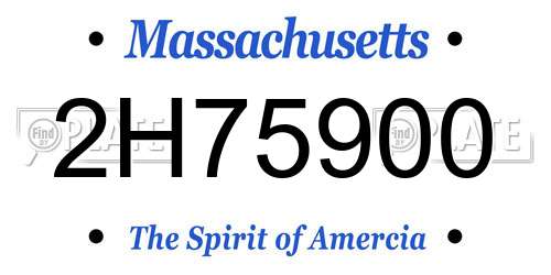 2H75900 Massachusetts License Plate