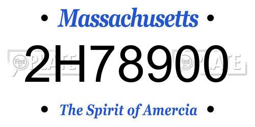 2H78900 Massachusetts License Plate