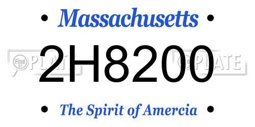 2H8200 Massachusetts License Plate