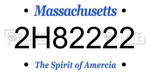 2H82222 Massachusetts License Plate
