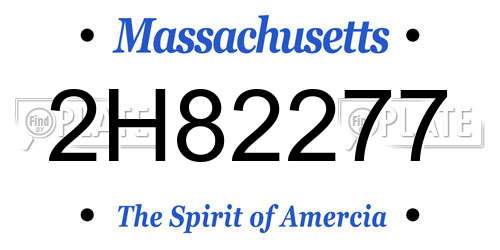 2H82277 Massachusetts License Plate