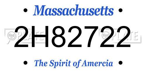2H82722 Massachusetts License Plate