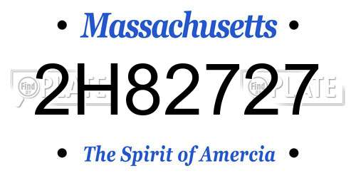 2H82727 Massachusetts License Plate