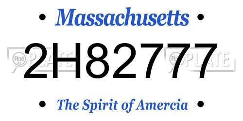 2H82777 Massachusetts License Plate