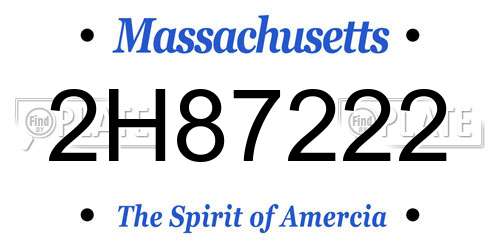 2H87222 Massachusetts License Plate
